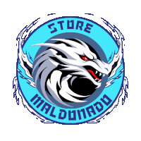 a logo for store maldorado with a white dragon in the center