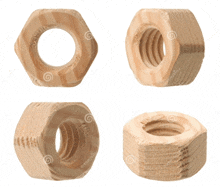 four different angles of a wooden nut