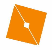 a pixel art illustration of an orange envelope with a white square in the middle on a white background .