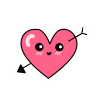 a pink heart with a black arrow sticking through it