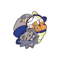 a drawing of two cats hugging each other