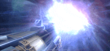 a screenshot of a video game shows a purple light coming out of a tunnel