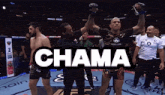 the word chama that is on a sports stadium