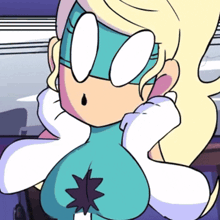 a cartoon drawing of a woman wearing a mask