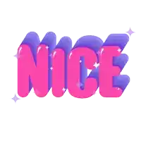 a pink and purple graphic that says nice