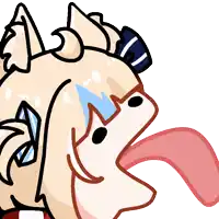 a cartoon drawing of a girl with horns sticking out her tongue