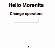 a screen that says hello morenita change operators 2 + 1 / 2