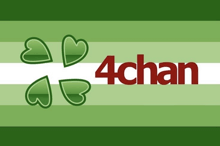 a green and white striped background with the word 4chan on it