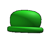 a green hat with a black outline is on a white background .