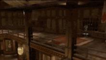 a video game scene with soldiers in a room with a flag on the wall