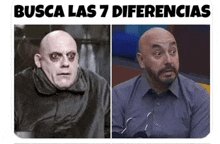 two pictures of a bald man with a beard and the words busca las 7 diferencias on the bottom