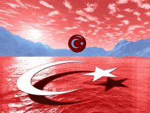 a turkey flag with a crescent moon and star on a red background