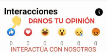 a facebook page with a bunch of emojis and the words interactua con nosotros