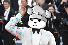 a pixel art of a chef wearing a chef 's hat