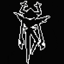 it looks like a pixel art of a person standing on a black background .