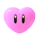 a pink heart with two eyes on a white background