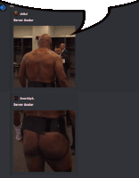 a screenshot of a server avatar with a picture of a man 's butt