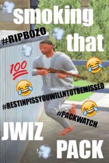 a poster with a man running with a gun and the words smoking that