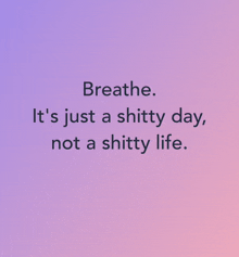 a quote that says breathe it 's just a shitty day , not a shitty life