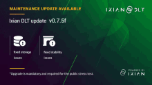 a maintenance update for ixian dlt v0.7.5f is available