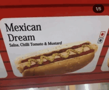 a mexican dream hot dog with salsa chilli tomato and mustard on a bun