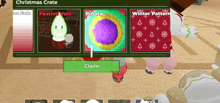 a screenshot of a christmas crate with a green claim button