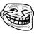 a black and white drawing of a troll face with a big smile on it .