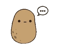 a potato with a speech bubble coming out of it 's mouth .