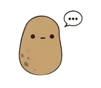 a potato with a speech bubble coming out of it 's mouth .