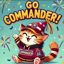 a cat wearing a washington commanders shirt and hat