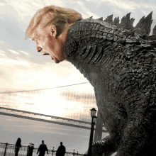 a statue of donald trump looks like a monster