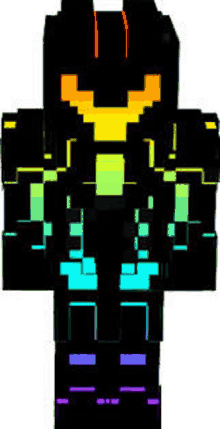 a minecraft skin of a robot with a rainbow colored face .