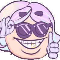 a cartoon of a girl wearing sunglasses and giving a thumbs up