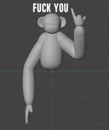 a 3d model of a monkey giving the middle finger with the words fuck you above it