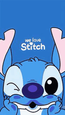 stitch from disney 's lilo and stitch is winking at the camera .