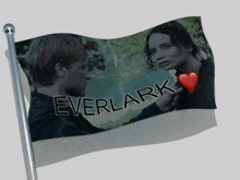 a flag that says everlark with a picture of a man and a woman