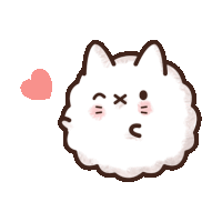 a cartoon drawing of a white cat with a heart behind it