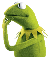 kermit the frog has a yellow collar and a white eye