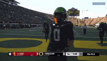 a football game between usc and oregon is going on