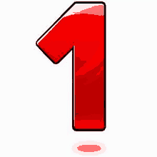 a red number one on a white background with a shadow .