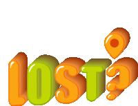 a colorful logo for lost 's restaurant with a map pin