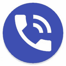 a blue circle with a white phone icon in the middle .