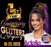 a poster for the 1st year anniversary of the glitterz agency
