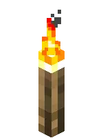 a pixel art of a torch with flames coming out of it on a white background .