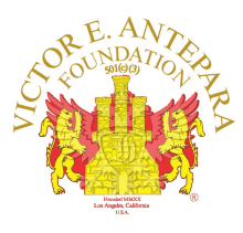 a victor e. antepara foundation logo with a castle in the center