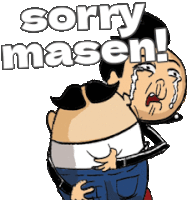 a cartoon of a man with a mustache crying and the words sorry masen