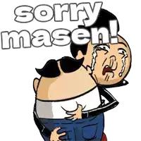 a cartoon of a man with a mustache crying and the words sorry masen