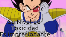 a cartoon character with the words su nivel de toxicidad es impresionante