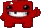 a pixel art drawing of a red monster with a big smile .