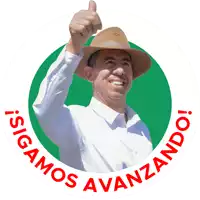 a man giving a thumbs up with the words sigamos avanzando